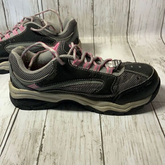 Skechers Women’s Gray Pink Steel Toe Memory Foam Work Sneakers size 8 - Picture 5 of 12